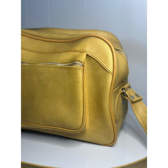 VTG 1975 American Tourister Escort Yellow Carry-On Tote Shoulder Bag MCM Luggage - Picture 3 of 10